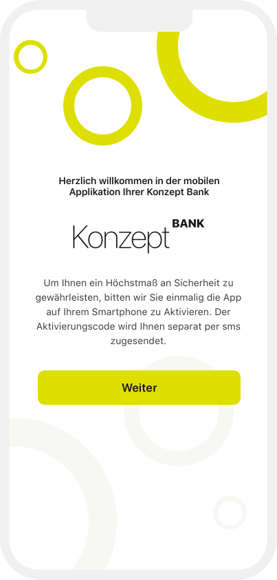 Mobile app concept for the bank customers